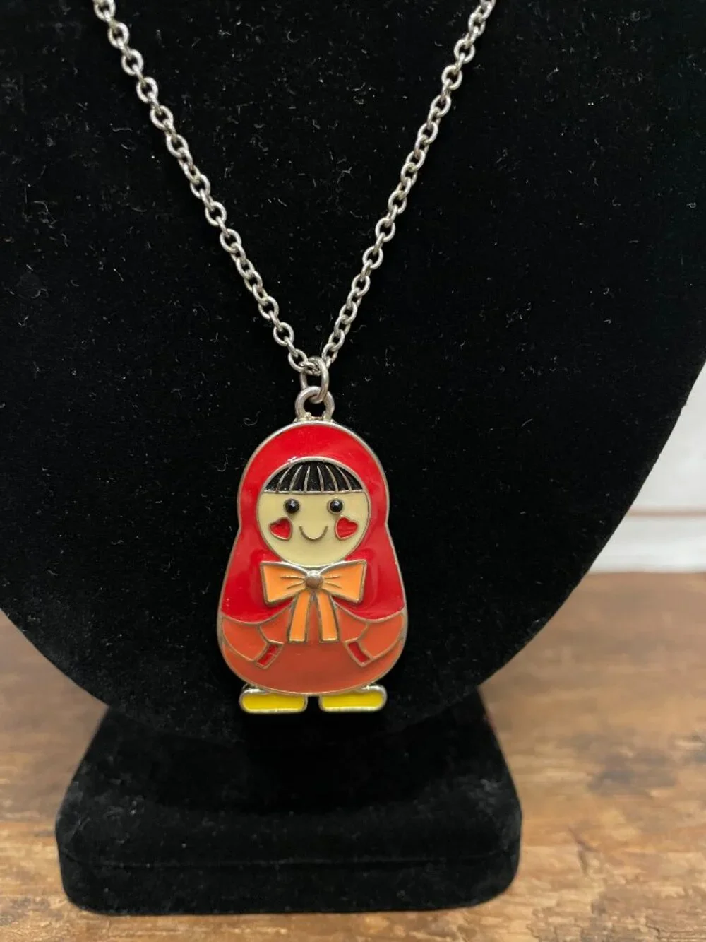 Russian Doll Enamel Nesting Doll Necklace
